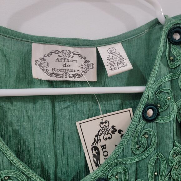 Womens Midi Dress One Size Renaissance Green Fairy Button Up - Picture 4 of 6